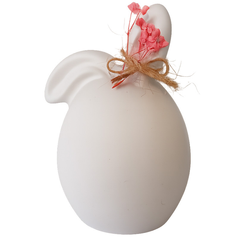 Preview: Hase Flauschi Osterdeko modern weiß Geschenkidee